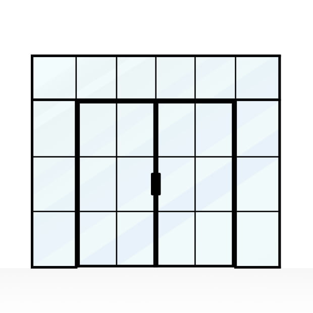 Aura drzwi loft - nasze konstrukcje - drzwi dwuskrzydłowe z naświetlami bocznymi i górnym